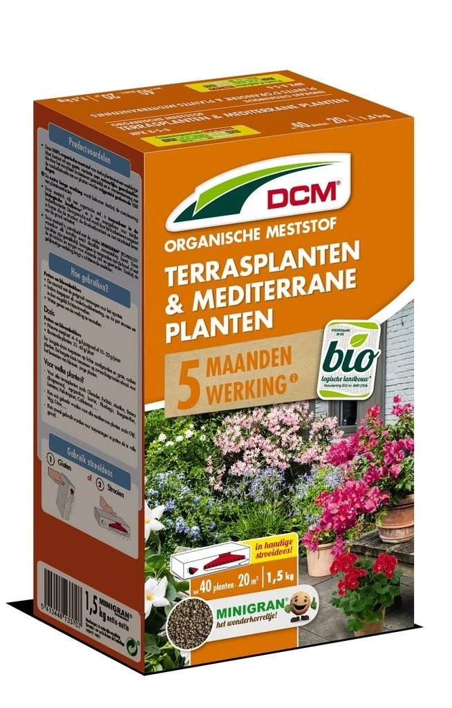 DCM Meststof Terras- & Mediterrane Pl. (MG) (1,5 Kg) (SD) 1 DCM Meststof Terras- & Mediterrane Pl. (MG) (1,5 Kg) (SD)
