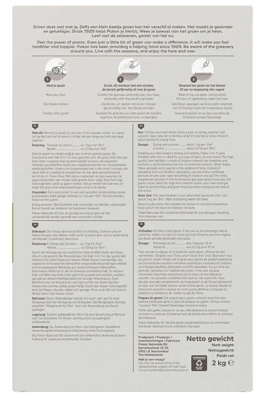 Pokon Gazonmest Met Kalk 2kg Voor 30m² 2 Pokon Gazonmest Met Kalk 2kg Voor 30m² - Image 2